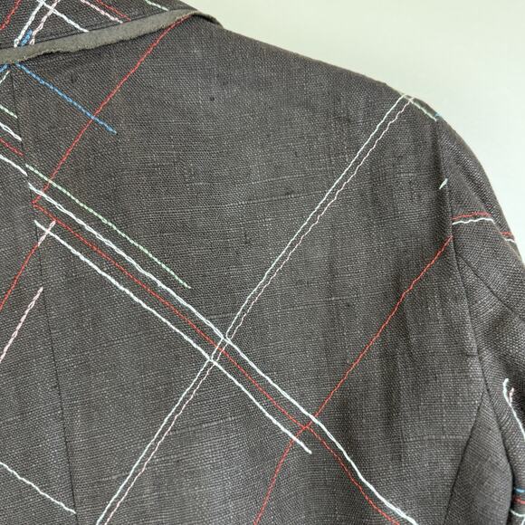Moschino Cheap and Chic Women’s Blazer Size 6 Linen Stitched Plaid Vintage Boho - Picture 7 of 16